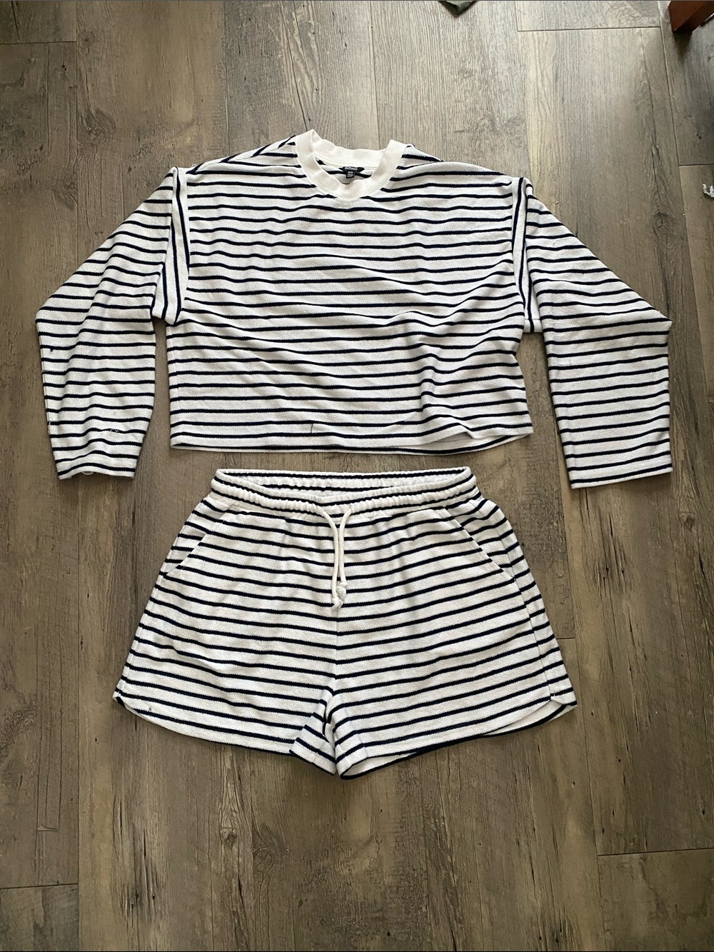 Buffalo David Bitton White and Navy Striped Women's Pajama Set